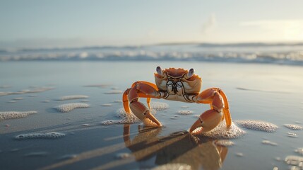 Nurturing cancer zodiac  compassionate crab, serene waterscape, deep emotional connection
