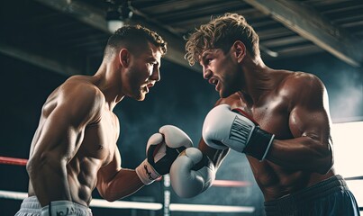 Fototapeta na wymiar Two Men Boxing in a Boxing Ring