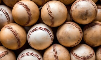 Close Up of a Bunch of Baseballs