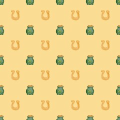 St.Patrick's Day seamless pattern with watercolor a 

