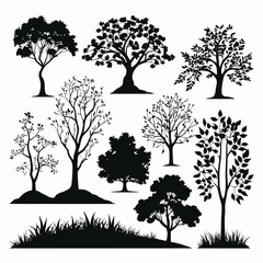 Tree silhouette collection vector illustration