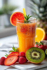 tasty healthy multivitamin juice close-up
