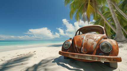 Beautiful Caribbean Cuba island paradise wide white sandy beach
