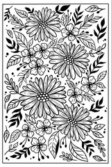 floral coloring page vector