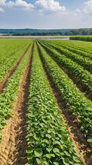 Fototapeta na wymiar view of soybean farm agricultural field against nature