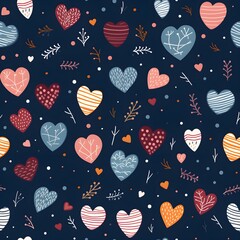 Cozy Hearts with seamless pattern and background