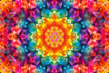 Bright colorful kaleidoscope pattern. Festive style