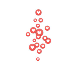 Flying like icon set social media. 3d reaction emoji network like vector logo love marketing like icon.