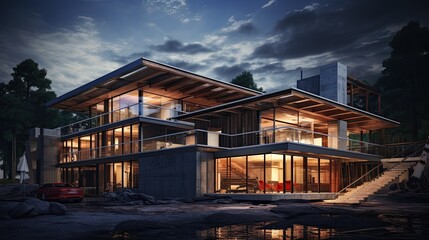 Obraz premium house construction building process,