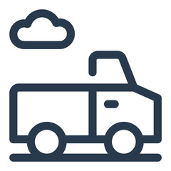 Robust Pickup Truck Utility Vehicle Vector Icon Illustration