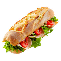 Ciabatta sandwich isolated on transparent or white background, png