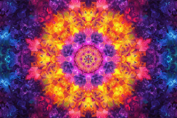 Naklejka premium Bright colorful kaleidoscope pattern. Festive style