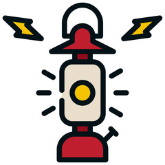 lamp light camping lantern filled outline