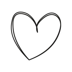 Heart doodle, hand drawn symbol of love. Sketched illustration design. 123.