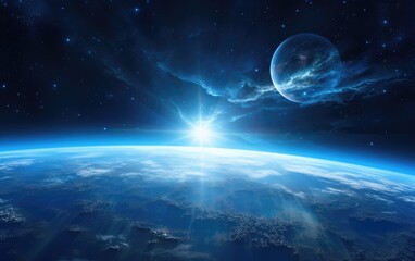 Obraz na płótnie Canvas earth in the space with night sky