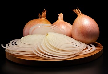 sliced ​​onions on the table on a dark background