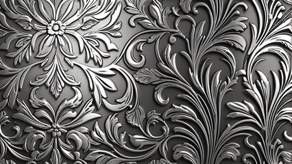 embossed shiny silver metal with the floral motif background wallpaper ultra theme background