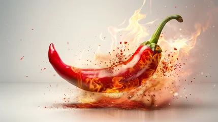 Gordijnen red hot chili pepper splash © The Stock Photo Girl