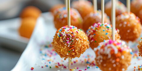 little deep fry cake pops with colorful candy - Powered by Adobe