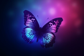 Butterfly on a blue and purple gradient background. Generative AI
