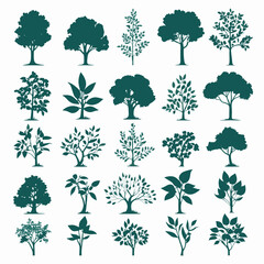 Tree silhouette set vector illustration collection