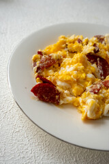 a Turkish breakfast classic, eggs with sausage