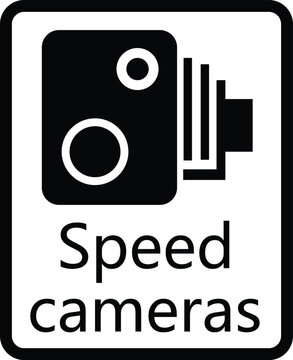 Speed camera icon. Monochrome road speed camera sign. Speed-limit cameras symbol. flat style.
