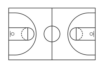 Basketball Court Flat Vector line Icon. Basket ball field playground stadium layout. Basketball court line icon.