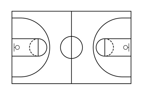 recommend clip art: Basketball Court Flat Vector line Icon. Basket ball field playground stadium layout. Basketball court line icon.