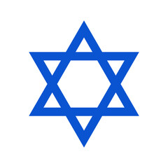 Jewish Israeli religious symbol. David judaism star icon logo. Israel jew faith concept design isolated icon logo.