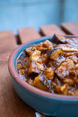mushroom stew on restaurant table