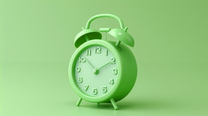 3D timepiece symbol for successful delivery idea. Green clock simplistic design idea of timely assistance and help 24/7. 3D clock icon graphic.
