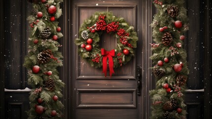 Fototapeta na wymiar christmas holiday wreath on door