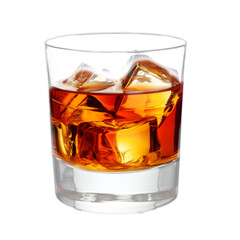 A Glass of Whiskey With Ice Cubes, Isolated on Transparent Background