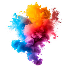 Colorful Cloud of Paint in the Air, Isolated on Transparent Background