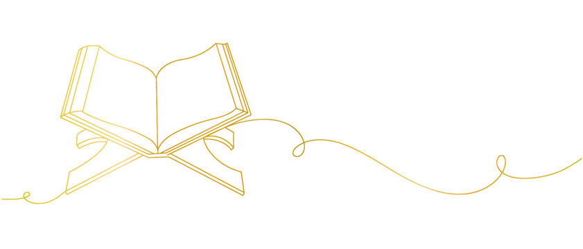gold quran book on stand, continuous line clip art preview