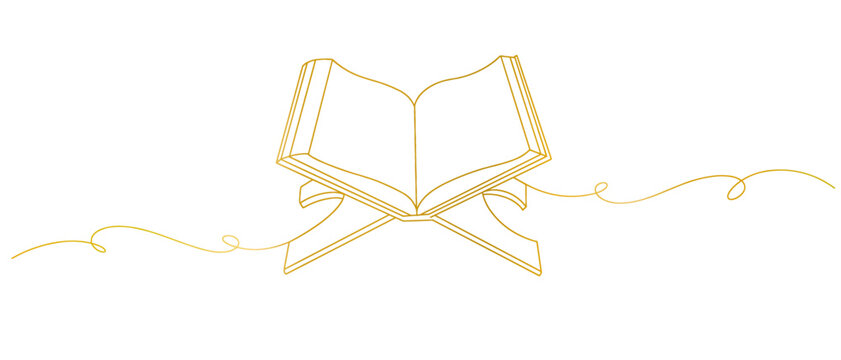 gold quran book on stand line art clip art preview