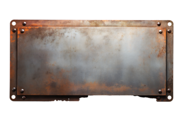 Metal plate banner isolated on transparent background Generative Ai