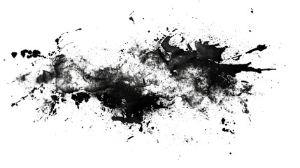 Black Ink Splattered on a Transparent Background