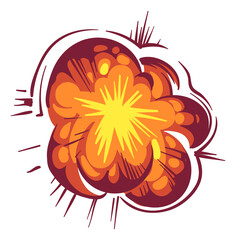 Bomb explosion fire effect. Cartoon detonation drawing