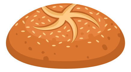 Bun cartoon icon. Round bread loaf bakery
