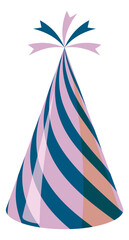 Striped color party cap. Cartoon cone hat