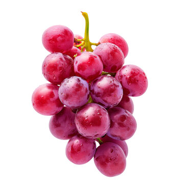 Fresh Bunch of Red Grapes With Water Droplets Isolated on Transparent Background