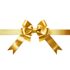 Gold Ribbon With Bow, Isolated on a Transparent Background