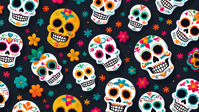 An abstract Day of the Dead festival background suitable for wallpaper in an ultra theme.