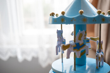 blue tiny carousel toy music box
