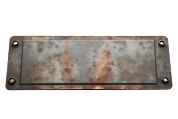 Metal plate banner isolated on transparent background Generative Ai