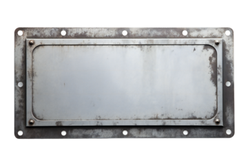 Metal plate banner isolated on transparent background Generative Ai
