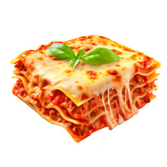 Savory Lasagna With Meat and Cheese, Isolated on a Transparent Background