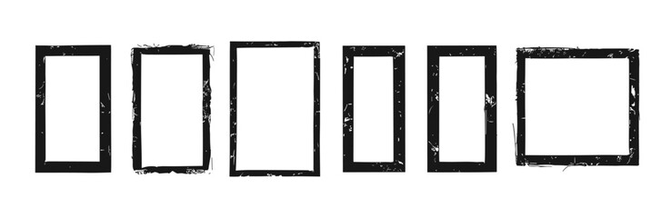 Grunge frame brush square border vector stroke paint. Texture black frame old grunge square frame.